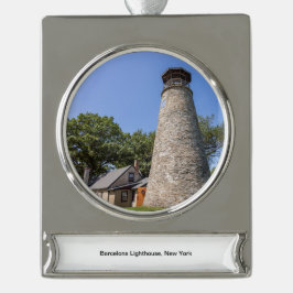 Leuchtturm von Barcelona Banner-Ornament Silber