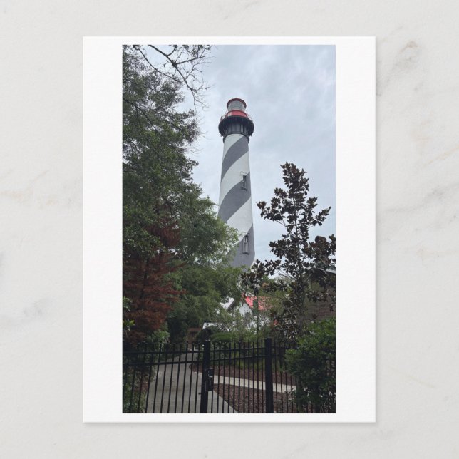 Leuchtturm von St. Augustine Schwarz-Weiß-Turm Postkarte (Vorderseite)
