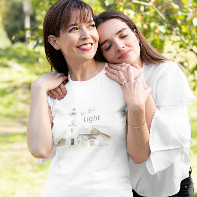 Leuchtturm Wasserfarbe "Be the Light" Bibel Verse T-Shirt (Von Creator hochgeladen)