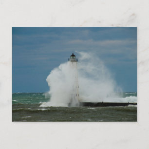 Leuchtturm Wave Postcard Postkarte