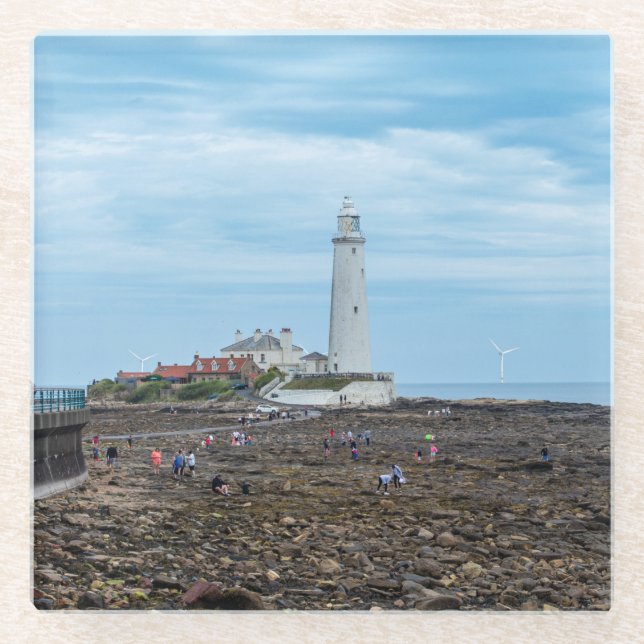 Leuchtturm Whitley Bay  Glasuntersetzer (Vorderseite)