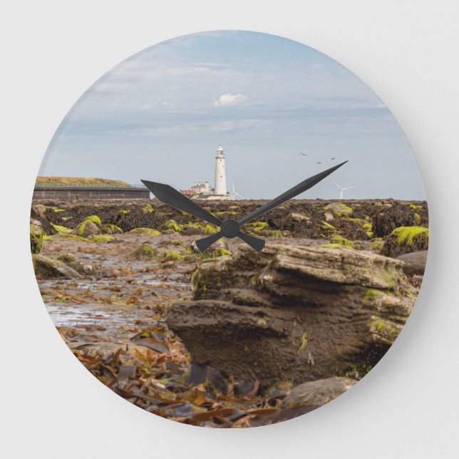 Leuchtturm Whitley Bay  Große Wanduhr (Vorderseite)