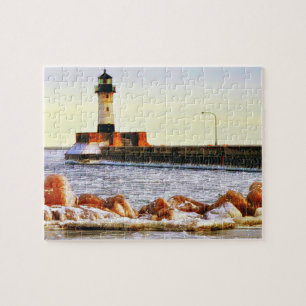 Leuchtturm Winter, Duluth Minnesota Puzzle