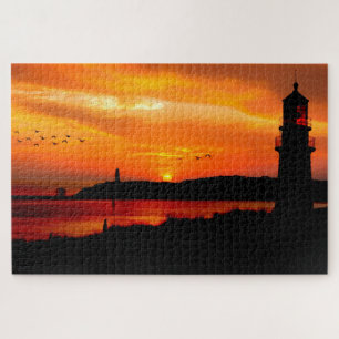 Leuchttürme bei Sunset Puzzle