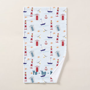 Leuchttürme, Boote, Flaggen rot, weiß, blau Handtuch