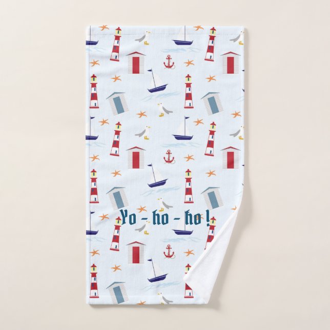 Leuchttürme, Boote, Flaggen rot, weiß, blau Handtuch (Handtuch)