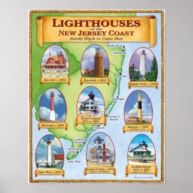 Leuchttürme der New Jersey Coast Poster (Vorne)