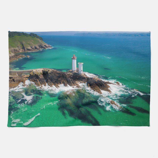 Leuchttürme | Finistère Brest Bretagne Lighthouse Geschirrtuch (Horizontal)