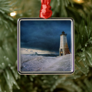 Leuchttürme   Frankfort Lighthouse Lake Michigan Ornament Aus Metall