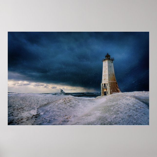 Leuchttürme | Frankfort Lighthouse Lake Michigan Poster (Vorne)