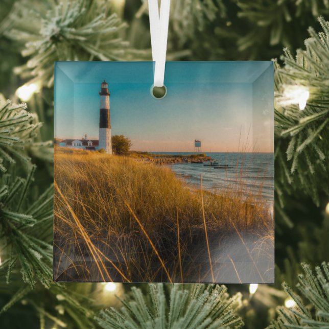 Leuchttürme | Großer Leuchtturm Ludington, MI Ornament Aus Glas (Insitu)