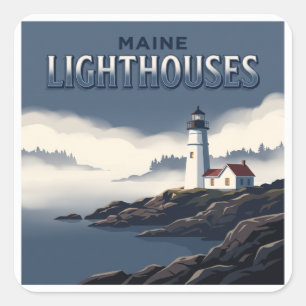 Leuchttürme in Maine Bar Harbor Quadratischer Aufkleber