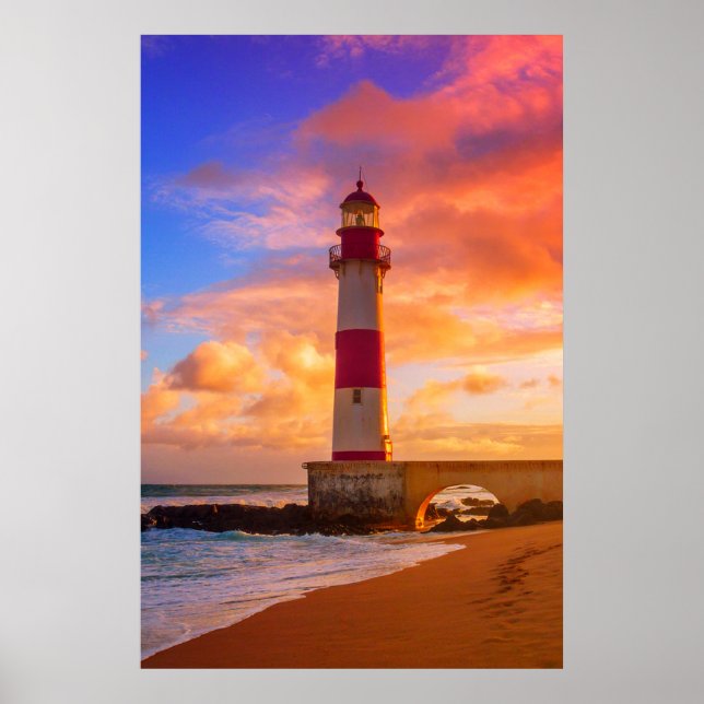 Leuchttürme | Itapuã Lighthouse Bahia Brasilien Poster (Vorne)