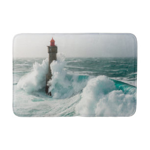 Leuchttürme Jument Lighthouse Ouessant Frankreic Badematte