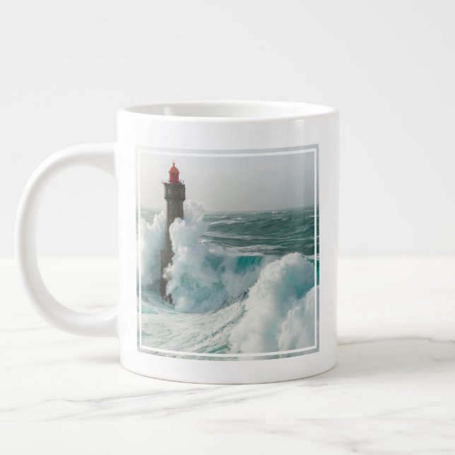Leuchttürme | Jument Lighthouse Ouessant Frankreic Jumbo-Tasse (Links)