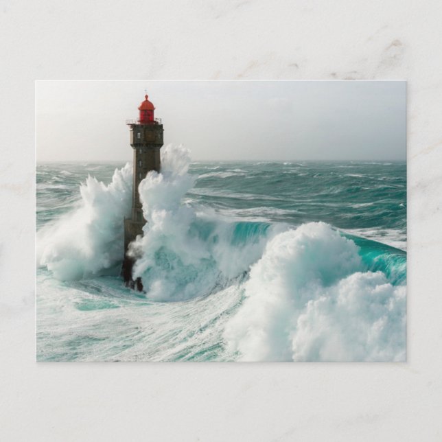 Leuchttürme | Jument Lighthouse Ouessant Frankreic Postkarte (Vorderseite)