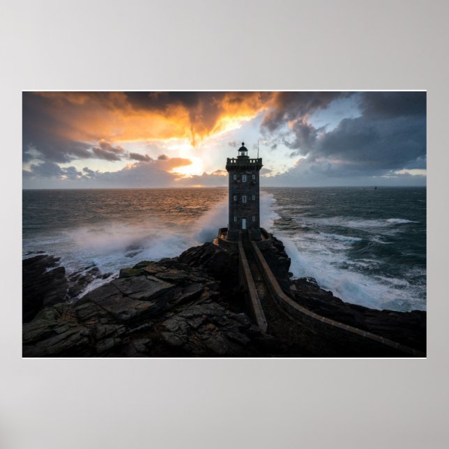 Leuchttürme | Le Conquet Kermorvan Lighthouse Poster (Vorne)
