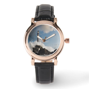 Leuchttürme Leuchtturm mit Absturzwellen Armbanduhr