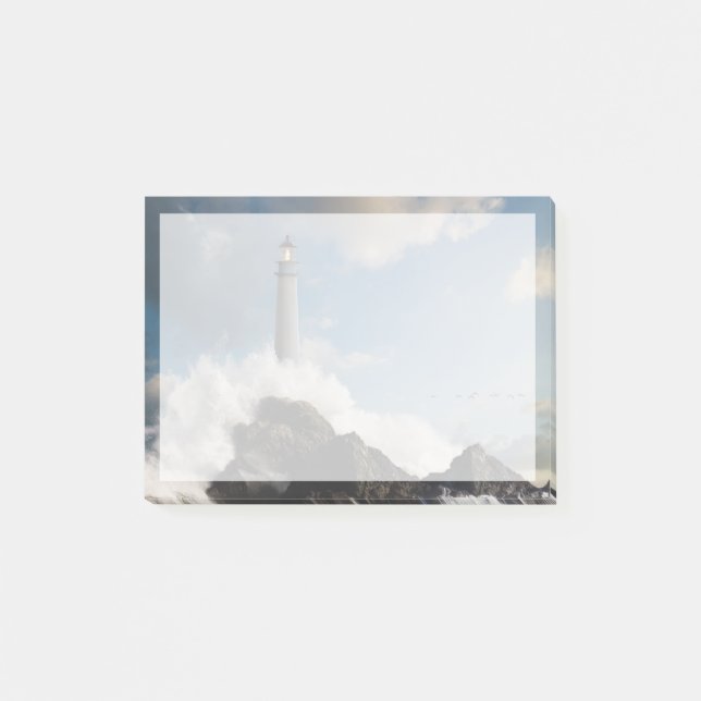 Leuchttürme | Leuchtturm mit Absturzwellen Post-it Klebezettel (Vorderseite)