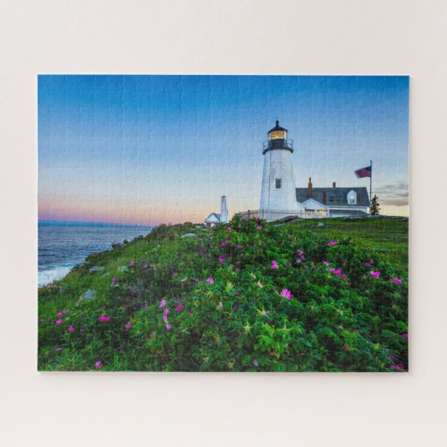 Leuchttürme | Point Lighthouse Bristol Maine Puzzle (Horizontal)