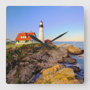 Leuchttürme Rockport Lighthouse Maine Quadratische Wanduhr