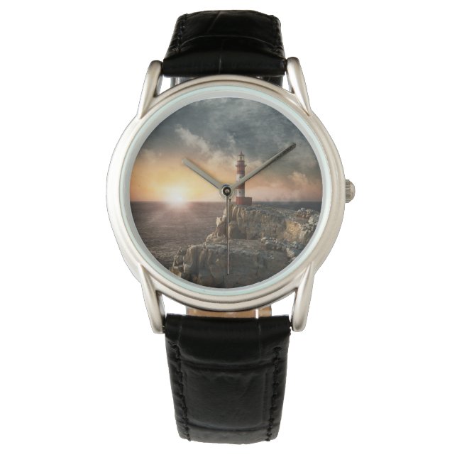 Leuchttürme | Rotweiße Leuchttürme Armbanduhr (Vorderseite)