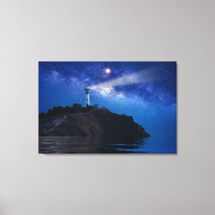 Leuchttürme Starry Night Lighthouse Leinwanddruck
