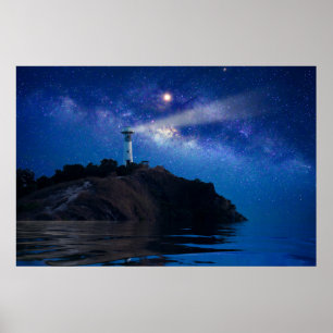 Leuchttürme   Starry Night Lighthouse Poster