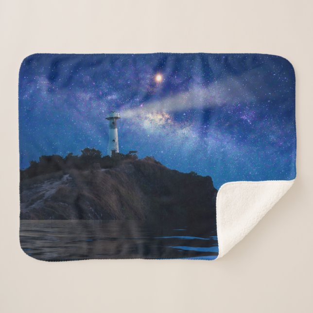 Leuchttürme | Starry Night Lighthouse Sherpadecke (Vorderseite (Horizontal))