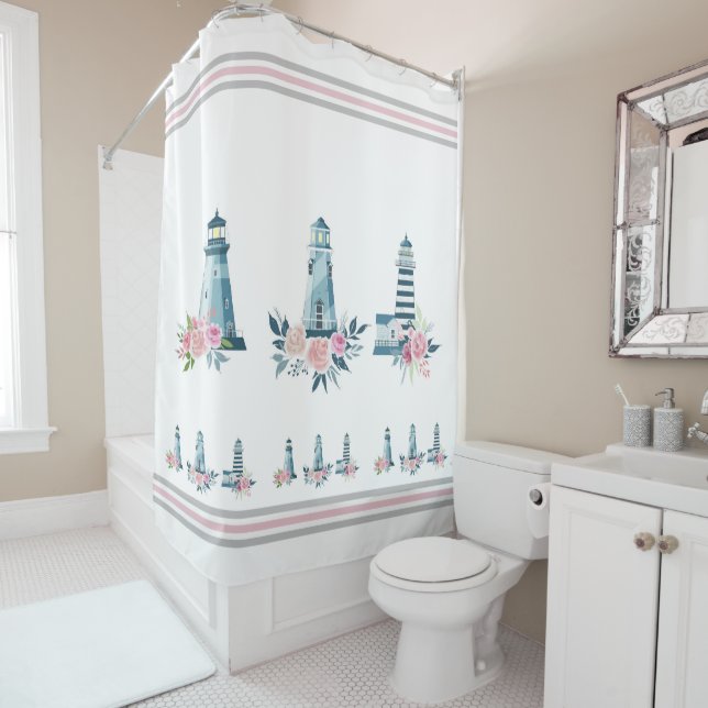 Leuchttürme und Rose Duschvorhang (Beispiel)