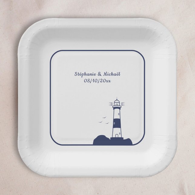 Leuchtturmhochzeit Pappteller (Lighthouse Wedding Paper Plates)