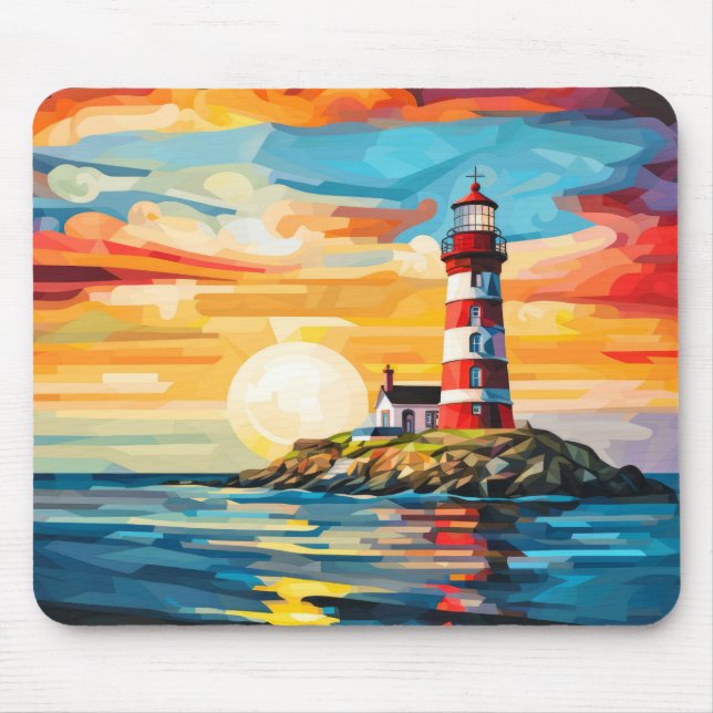 Leuchtturmkonzept Abstrakte Landschaft Mousepad (Vorne)
