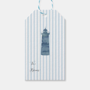 Leuchtturmmalerei Nautical Blue Stripe Küste Geschenkanhänger