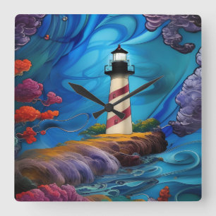 Leuchtturmspitze Quadratische Wanduhr