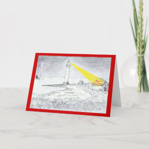 Leuchtturmzeichnen der frohen Weihnachten