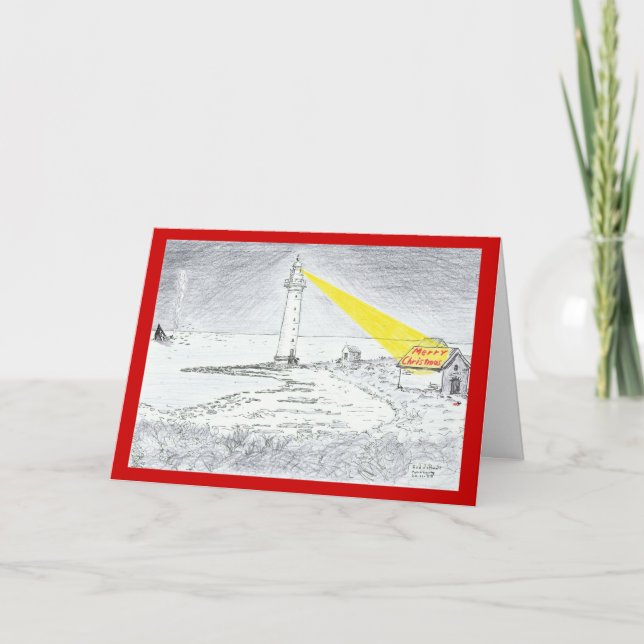 Leuchtturmzeichnen der frohen Weihnachten (Vorderseite)