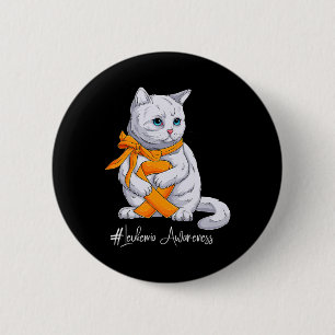 Leukämie Aufklärung Monat Orange Ribbon Katze Button