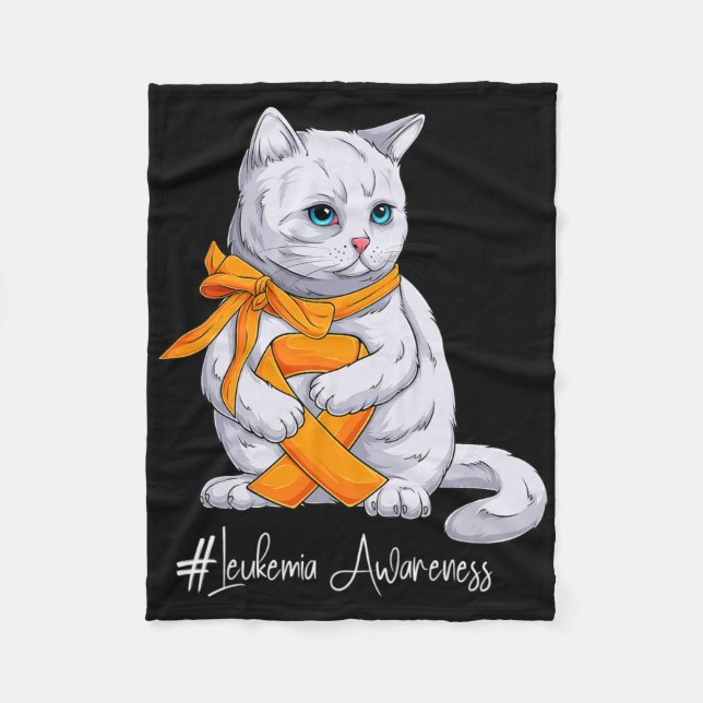 Leukämie Aufklärung Monat Orange Ribbon Katze Fleecedecke (Vorderseite)