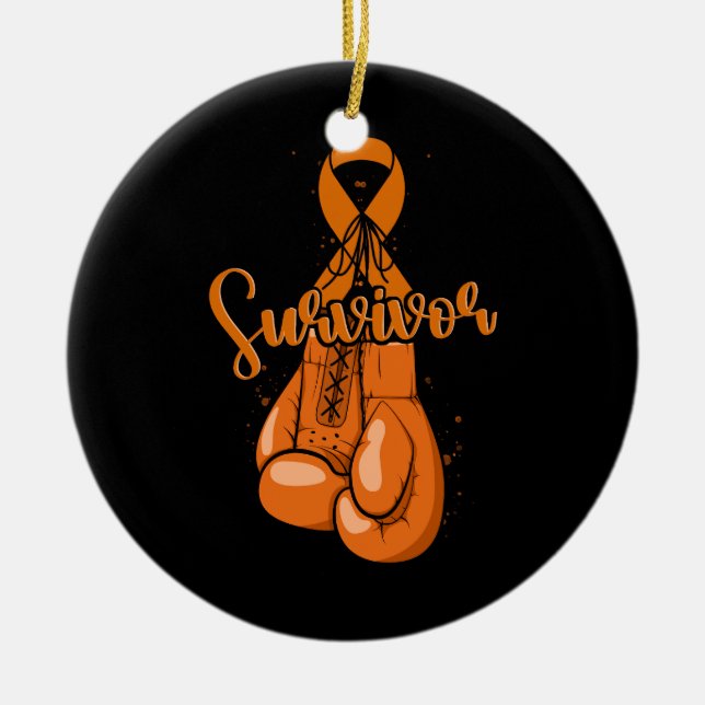 Leukämie Awarvivor Orange Ribbon Boxing G Keramik Ornament (Vorne)