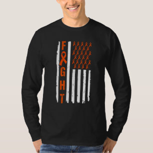 Leukämie-Band Orange Kämpfe Amerikanische Flagge L T-Shirt