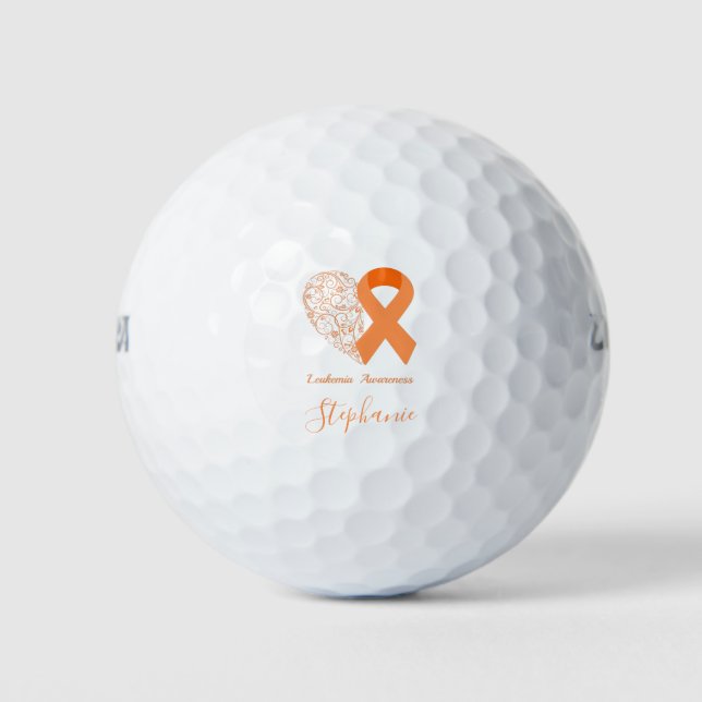 Leukämie Bewusstsein Blumenkohl Orangenband Gol Golfball (Vorderseite)