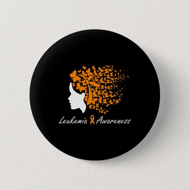 Leukämie Bewusstsein - Frauen Schmetterlinge Haare Button (Vorderseite)