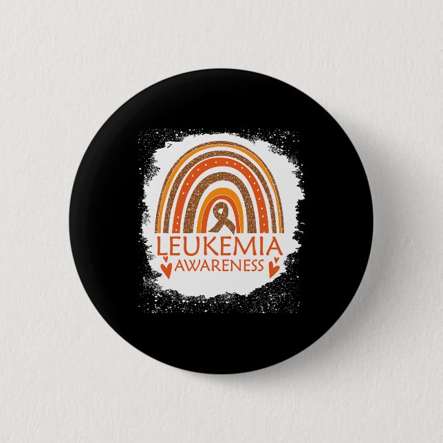 Leukämie Bewusstsein gebleicht Regenbogen Orange R Button (Vorderseite)