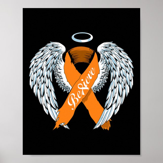 Leukämie Bewusstsein glauben Orange Ribbon und Ang Poster (Vorne)