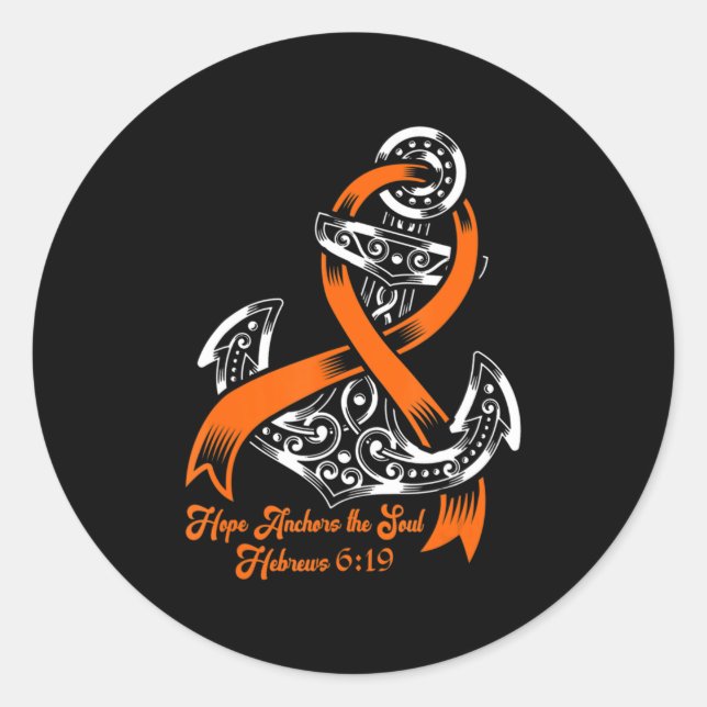 Leukämie Bewusstsein Hoffnung Anker des Souls Hebr Runder Aufkleber (Vorderseite)