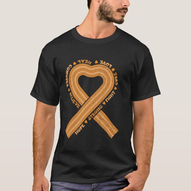 Leukämie Bewusstsein Orange Ribbon Blutkrebs Stro T-Shirt (Vorderseite)