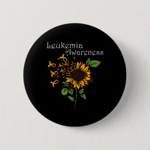 Leukämie Bewusstsein Orangenband mit Sonnenblumen Button
