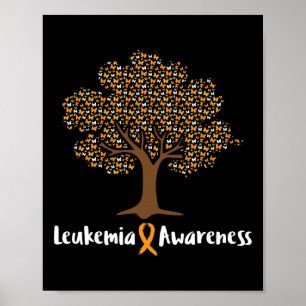 Leukämie Bewusstsein Tree Orange Ribbon Cancer Sur Poster