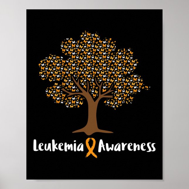 Leukämie Bewusstsein Tree Orange Ribbon Cancer Sur Poster (Vorne)