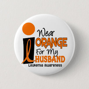 Leukämie I ABNUTZUNGS-ORANGE FÜR MEINEN EHEMANN Button
